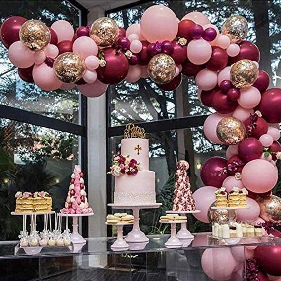 16ft Burgundy, Wine Red, Rose Gold Pink Balloon…